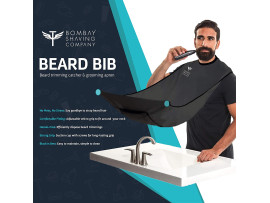 Bombay Shaving Company Beard Bib | Beard Trimmings Catcher and Grooming Apron | Black